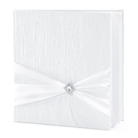 Księga Gości PartyDeco 20.5x20.5cm/22 Biała/Rozeta srebrna